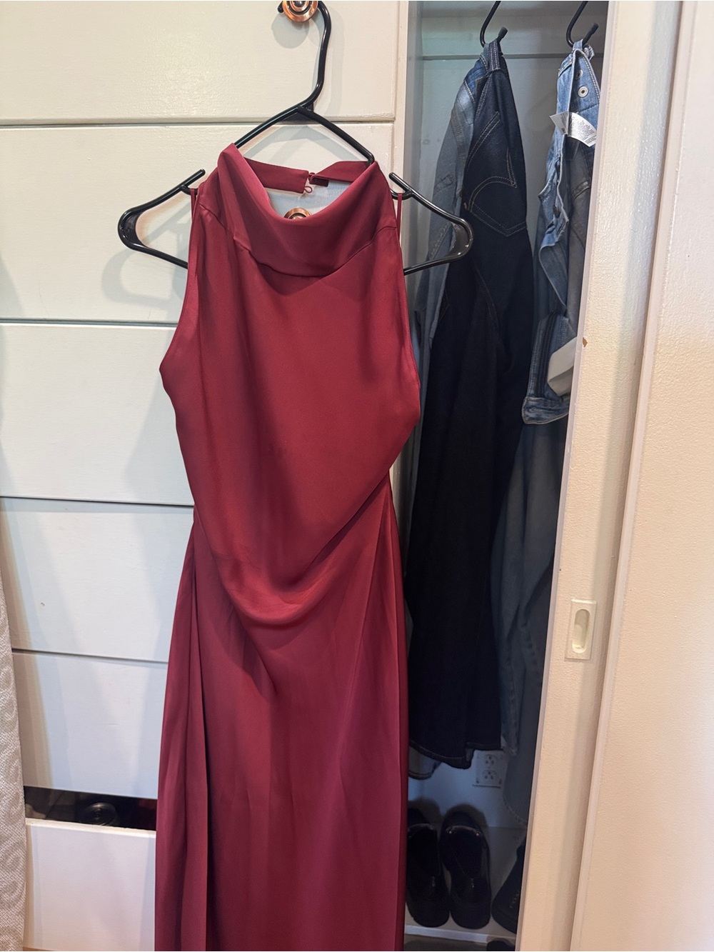 Aritzia Sleeveless Cowl Neck Maxi Dress in Burgundy